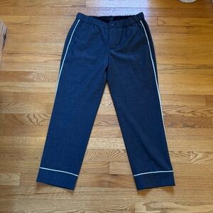 J.Crew Dark Charcoal Gray White Side Stripe Cropped Trousers | Size 6